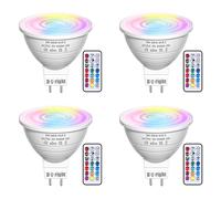DoRight 3W MR16 GU5.3 LED RGB Lampadine, 12V Dimmerabile MR16 LED Spot Light con telecomando, 16 colori a scelta con funzione di memoria e temporizzazione, RGB + bianco caldo 3000K - 4 pezzi