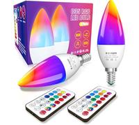 DoRight Lampadina E14 LED RGBW, C35 3W Lampadina multicolore Dimmerabile e Controllo del Colore tramite Telecomando, Sostituisce 40 watt, RGB + Bianco Caldo 2700K (2PCS)