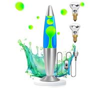 DoRight Lava Lamp Liquido Blu e Lava Verde 13,5 Pollice Retrò Razzo Lampada di Lava 8.5x8.5x34CM con 2x25W E14 R39 Lampadina Lava Lamp, Cavo da 1,85M, Adatto per Bambini/Adulti 220-240V