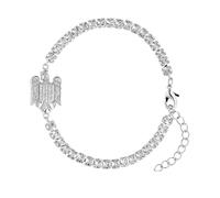 d'origine Braccialetto con stemma dell'aquila della Romania, con zirconi cubici, catenina con aquila rumena, gioiello rumeno, gioiello da donna, 16 cm, Ottone