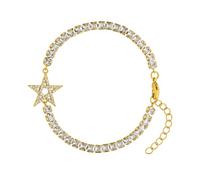 d'origine Marocco, bracciale con stemma marocchino, con zirconi marocchini, gioiello marocchino, stemma marocchino, da donna, 19 cm, Ottone zirconio argento