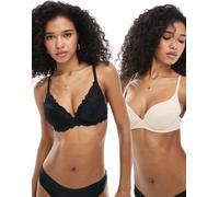 Dorina - Angie - Confezione da 2 reggiseni in pizzo nero e beige 3 D