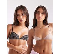 Dorina - Chloe - Confezione da 2 reggiseni a mezza coppa leggermente imbottiti nero e beige-Multicolore 6 C