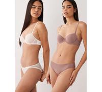 Dorina Chloe confezione da 2 slip in avorio e marrone-Multicolore 38