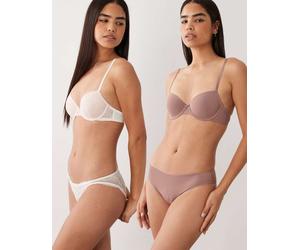 Dorina Chloe confezione da 2 slip in avorio e marrone-Multicolore 42