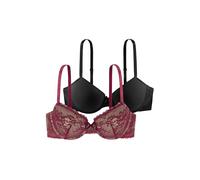 Dorina Chloe Set di Reggiseni Demi Donna, con Ferretto, Leggermente Imbottiti, Pizzo Floreale e Tessuto Micro Morbido, Spalline Regolabili, Rosso e Nero