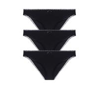 Dorina Essential Cotton Slip Brasiliani Multi-Pack (3 Pz) - Silhouette Cheeky, Tessuto Traspirante, Bordo in Pizzo, Nero