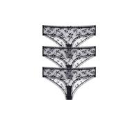 Dorina Essential Lace Slip Brasiliani Multi-Pack (3 Pz) - Silhouette Cheeky, Pizzo Floreale, Abbinamento con Bralette, Nero