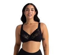 Dorina Georgina Reggiseno in Cotone Senza Ferretto, Copertura Totale con Bordo in Pizzo Sfumato, Sostegno sotto Il Seno e Spalline Regolabili, Nero