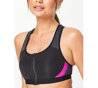 Dorina - Harlem - Reggiseno sportivo a supporto medio non imbottito nero e rosa con zip sul davanti - BLACK 36