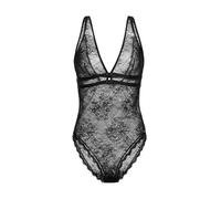 DORINA HASINA-Bodysuit HASINA Body - Non Imbottito, Pizzo Integrale con Elastico, Bordo in Pizzo, Dettaglio Nodo, Nero, S, Nero, S