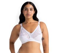 Dorina Madeline Bralette Senza Ferretto, Senza Imbottitura, Tessuto Tricot Opaco con Pizzo, Spalline Regolabili e Ali a U, Bianco