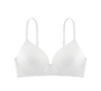 Dorina Michelle Reggiseno Senza Fili Morbido, Leggermente Imbottito, Spalline Regolabili, Dettagli in Pizzo Sottile e Ali in Power Mesh per Comfort e Supporto, Bianco