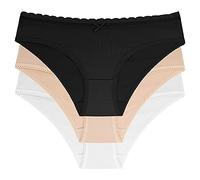 Dorina Naomi Set da 3 Paia di Slip Hipster da Donna, Cotone Morbido con Bordo in Pizzo sulla Vita, Intimo Confortevole con Copertura Completa, Avorio, Beige e Nero