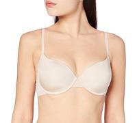 Dorina Adele Reggiseno Demi Leggermente Imbottito da Donna, Tessuto Microfibra, Fascia in Pizzo Floreale, Ferretto, Spalline Regolabili, Fiocco in Seta, Charm Diamantato, Nudo