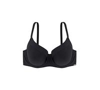 Dorina Reggiseno Donna Carmen Demi - Leggermente Imbottito, con Ferretto, Microfibra a Strisce Burnout, Fasce a U in Power Mesh, Chiusura a Tre Ganci per Seni Curvy/Taglie Forti, Nero