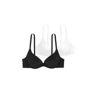Dorina Reggiseno Push-Up Plunge Donna Sonia Confezione da 2 - Con Ferretto, Coppe Preformate con Pizzo e morbido tessuto micro per Sostegno e comfort, Nero e Bianco