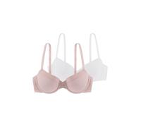 Dorina Set 2 Reggiseni Demi Donna Louise - Leggermente Imbottiti, con Ferretto, Coppe Preformate, Microfibra a Strisce Burnout Premium & Micro Morbida per Comfort e Supporto, Rosa e Avorio