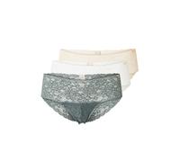 Dorina Confezione di Tre Slip Lana - Copertura Moderata, Pizzo Floreale, Comfort Quotidiano, Verde, Beige e Avorio