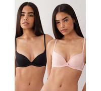 Dorina Sonia confezione da 2 reggiseni push-up scollo profondo in nero e rosa chiaro-Multicolore 3 C