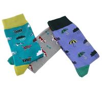 Doris & Dude Calzini da donna in bambù biologico, confezione da 3 paia, misura M 3-7 che piove gatti e cani, colorati, morbidi, durevoli, sostenibili, punta liscia, traspiranti, multicolore, 3-7