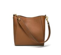 DORIS&JACKY Borsa a secchiello in vera pelle da donna, borsa a tracolla con tracolla larga staccabile, 2-marrone