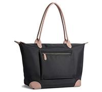 Doris&Jacky Borsa modello “Tote bag” da donna, grande borsa in nylon con manici in pelle, impermeabile, con cerniera, ideale per viaggio e lavoro, nero (13-nero), Large