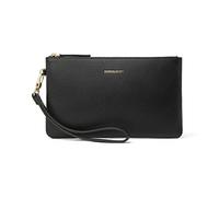 DORIS&JACKY Piccola pochette da polso in pelle da donna, sottile, con cinturino staccabile, nero, Middle, Pelle bovina nera