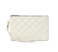 DORIS&JACKY Pochette da polso in pelle di capra con cinturino, Trapuntato Bianco, Small, Pelle di agnello trapuntata bianca