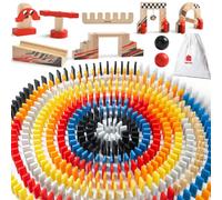 Dorjee - D3.400 - Kleurrijk houten Domino race thema, bevat 115 stuks - met kato