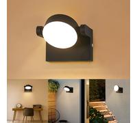 Dorlink Applique LED Girevole da Esterno, 20W 1800LM Moderno, Nero Cerchio Plafoniera per Camera da Letto e Soggiorno, 3000K Bianco Caldo