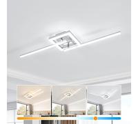 Dorlink Lampara Techo LED Dimmerabile, 22W Lampara Techo Dormitorio Girevole DIY, 3000K/4000K/6500K Plafon LED Techo Ondas, Lamparas de Techo Salón Plata, Lamparas Techo para Cocina, Comedor, 82CM