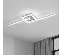 Dorlink Plafoniera LED Soffitto Ruotabile, 26W 2340LM Lampadario LED Camera da Letto, 6500K Bianco Freddo Lampadari Cucina, 2 Luci Plafoniera Onde Sfalsate Argento, Lampadario Soggiorno, 82CM