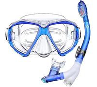 Dorlle Set da snorkeling con boccaglio e occhiali da immersione, impermeabile, anti-appannamento, in vetro temperato, con boccaglio a 3 canali Premium Dry per adulti