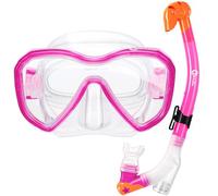 Dorlle Set da Snorkeling Professionale per Bambini Set da Immersione Maschera da Snorkeling con Snorkeling a 3 canali Premium Dry e occhialini da Immersione antiappannamento Anti-Perdita, Rosa