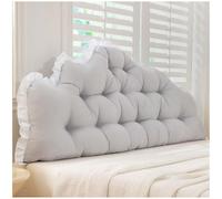 Dorm Headboard Pillow Twin XL, RuffleTufted Crown Backrest Cushion for Sitting, Reading & Loungin (Silver-gray,100 * 55 * 10cm)