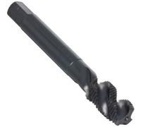 Dormer E033 Powdered metal Steel Spiral flute Threading Tap, Black Oxide Finish, Round with Square End Shank, Modified Bottoming Chamfer, 1"-12, 1