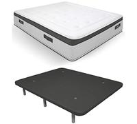 Dormetta Online Extra Pack Risparmio Materasso Viscoelastico Nature Biogel + Base tappezzata 3D rinforzata 5 barre di rinforzo e valvole di ventilazione a 6 gambe, Grigio, 105 x 180