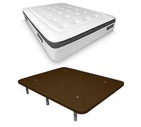 Dormetta Online Extra Pack Risparmio Materasso Viscoelastico Nature Biogel + Base tappezzata 3D rinforzata 5 barre di rinforzo e valvole di ventilazione con 6 gambe, Cioccolato, 135 x 190