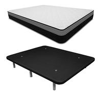 Dormetta Online - Materasso viscoelastico Goa reversibile + base imbottita 3D rinforzata, 5 barre di rinforzo e valvole di ventilazione con 6 gambe, colore: nero, 90 x 200 cm