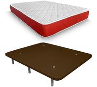 Dormetta Online - Materasso viscoelastico Lite reversibile + base imbottita 3D rinforzata, 5 barre di rinforzo e valvole di ventilazione con 6 gambe, colore: cioccolato, 90 x 190 cm