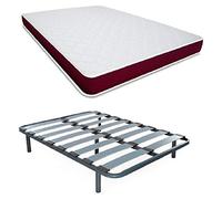 Dormetta Online - Materasso viscoelastico Lyla reversibile + rete extra rinforzata, doghe larghe in faggio + set di gambe 27 cm