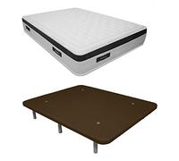 Dormetta Online - Materasso viscoelastico Nature Biogel + base imbottita 3D rinforzata, 5 barre di rinforzo e valvole di ventilazione con 6 gambe, colore: cioccolato, 90 x 200