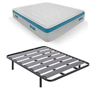 Dormetta Online Pack Risparmio Letto Completo con Materasso Viscoelastico Visco Sanex + Rete a doghe larghe + Piedini Filettate, Bianco, 160 x 190