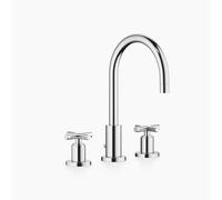 Dornbracht TARA Mélangeur de lavabo à trois trous avec garniture d'écoulement, bec pivotant à 360°, saillie 165mm, 20713892-00, 20713892-00, Colorazione: cromo