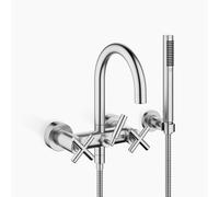 Dornbracht TARA Mitigeur bain-douche pour montage mural avec flexible de douche, inverseur bain/douche, saillie 240mm, 25133892-93, 25133892-93, Colorazione: Cromo spazzolato