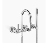 Dornbracht TARA Mitigeur de bain pour montage mural avec garniture de douche flexible, saillie 240mm, 25133882-93, 25133882-93, Colorazione: Cromo spazzolato
