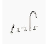 Dornbracht VAIA miscelatore per vasca a cinque fori, montaggio a bordo vasca, deviatore automatico, maniglia a leva, sporgenza 220 mm, 27522819, Colorazione: Platino Opaco
