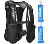 DORNNA - Zaino Trail Running + 2 borraccia mórbida 500 ml Senza BPA, Run Vest con Soft Flask , Gilet Trail Running Uomo e Donna in Taglia Unica. (Nero + Borraccia 500ML)