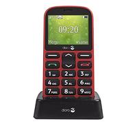 Doro 1361 Telefono Cellulare 2G Dual SIM per Anziani con Fotocamera, Pulsante d'Emergenza e Base per Ricarica (Rosso)